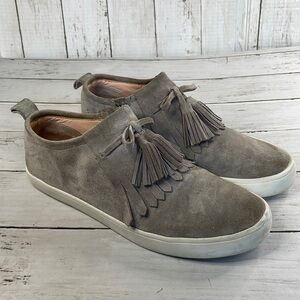 kate spade New York Gray Suede Kiltie Fringe Lenna Tassel Side Zip Sneaker